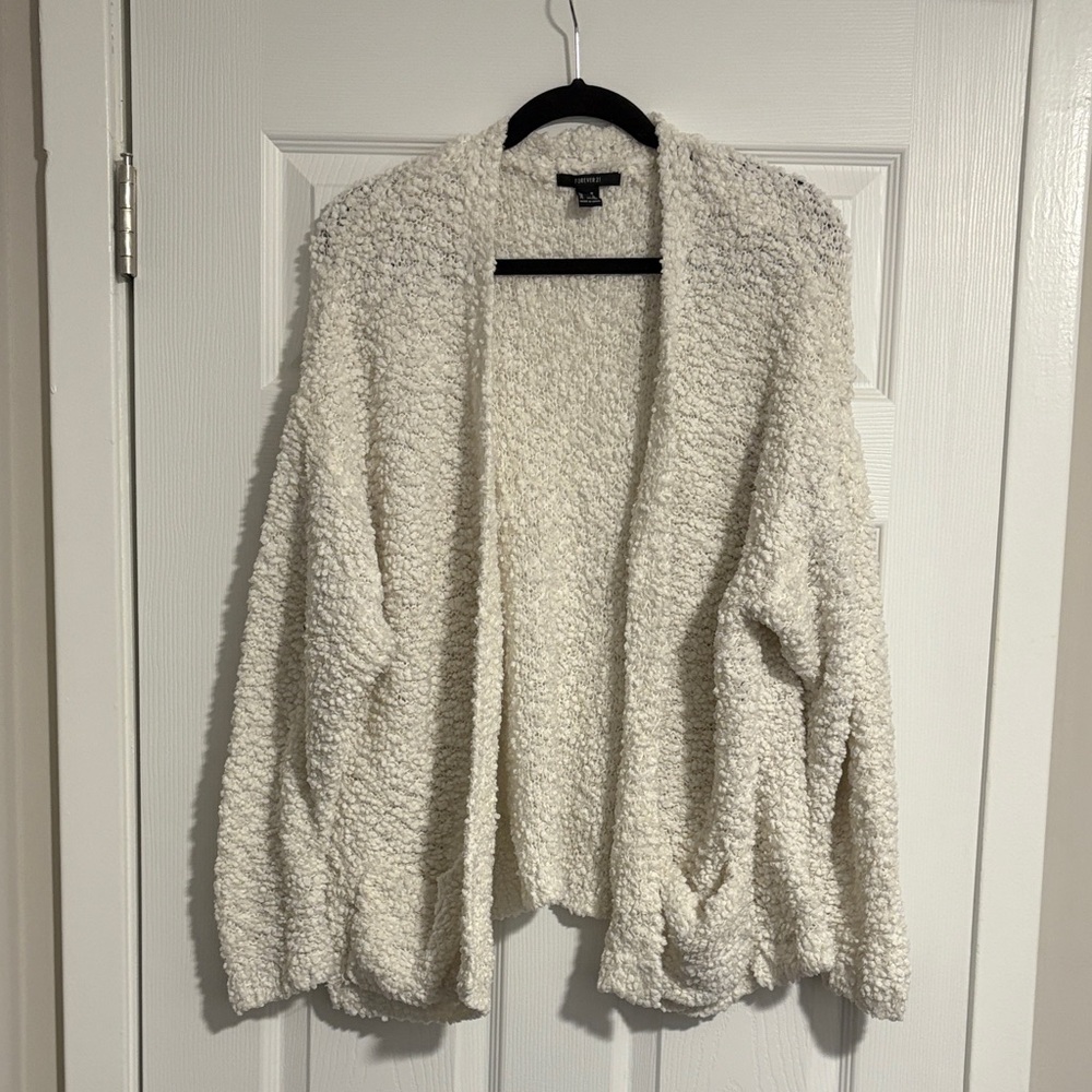 Forever 21 Cream Textured Cardigan